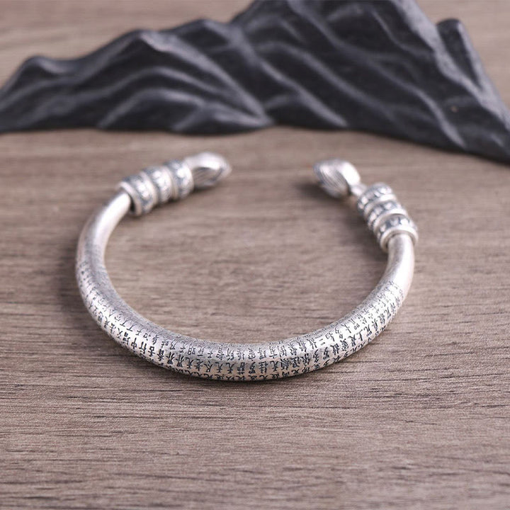 Buddha Stones999スターリングシルバー 般若心経オーム・マニ・パドメ・フム刻印入り 平和 純潔 ブレスレット バングル - image 6