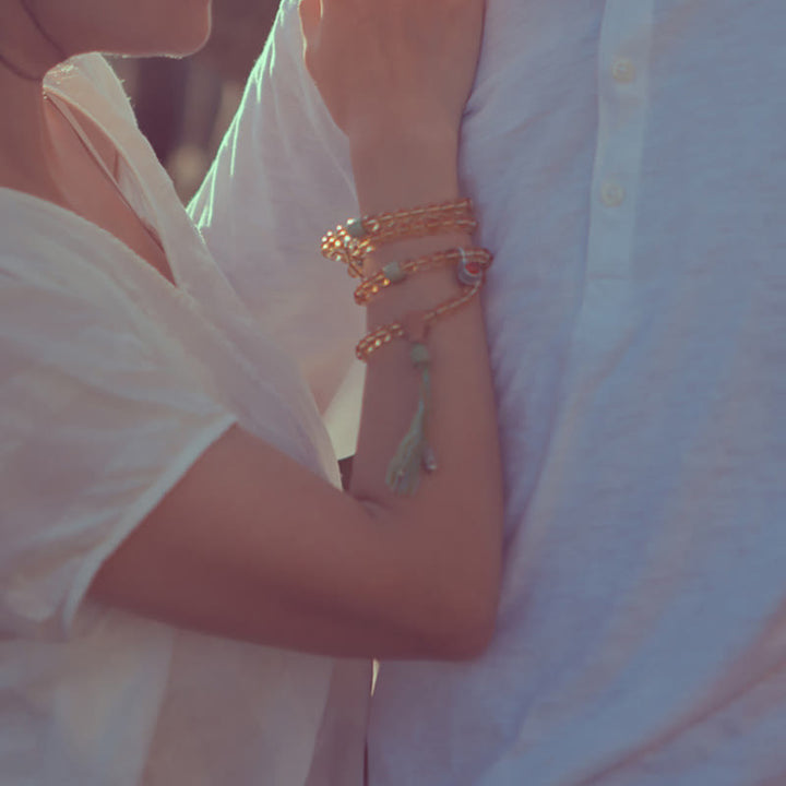 Buddha Stones 108マーラー数珠ビーズ 925 スターリングシルバー シトリン サンダルウッド ターコイズ 守護 繁栄 ブレスレット - image 8