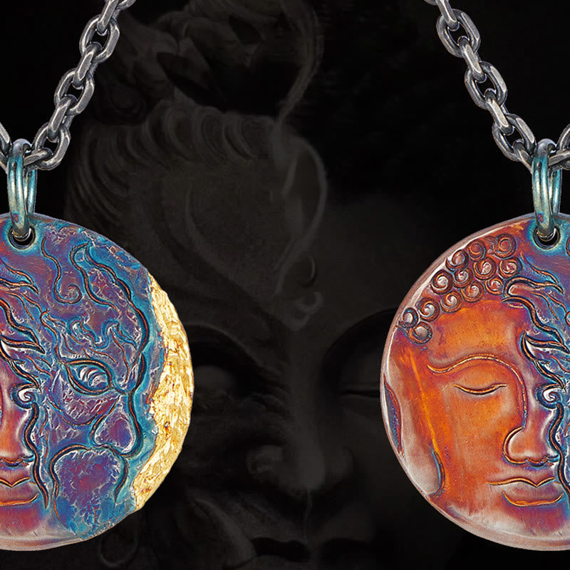 Buddha Stones999スターリングシルバー 24Kゴールド 半悪魔 半仏 慈悲のネックレスペンダント - image 1