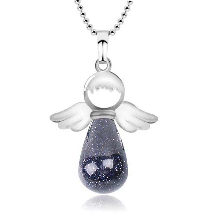Buddha Stonesの小さな天使の羽根天然水晶の幸運のネックレスペンダント