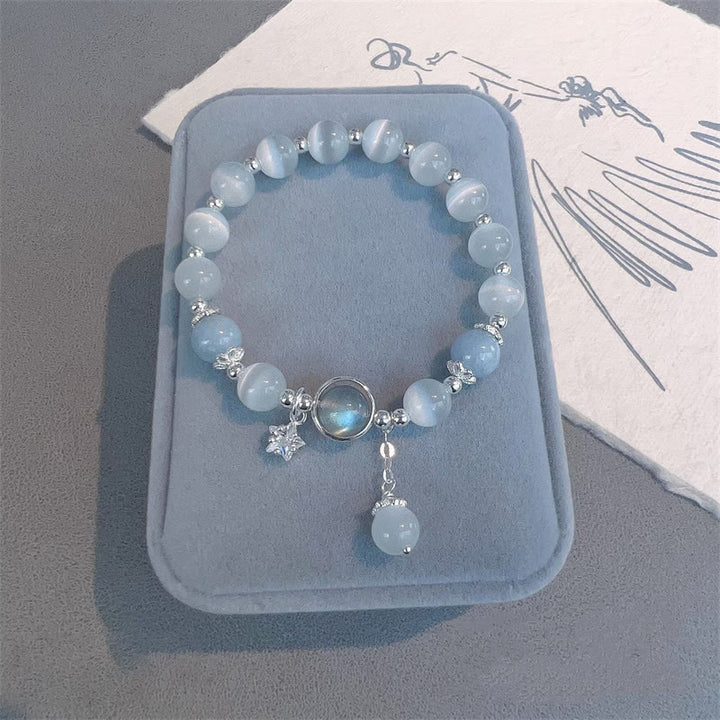 Buddha Stones ムーンストーン バタフライ＆スター チャーム ブレスレット レディース