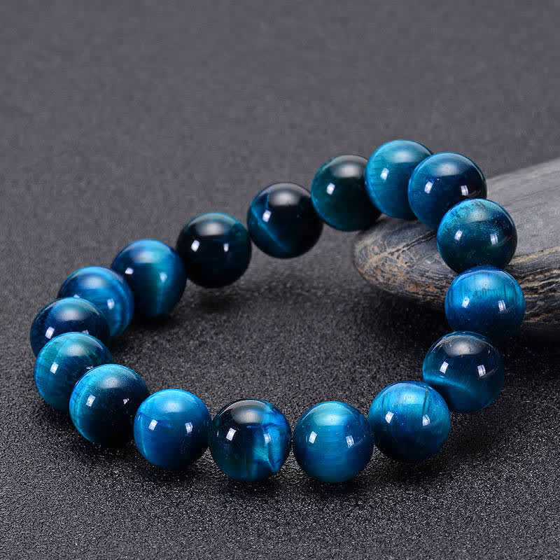 Buddha Stones 天然石 ブルータイガーアイ 守護ブレスレット