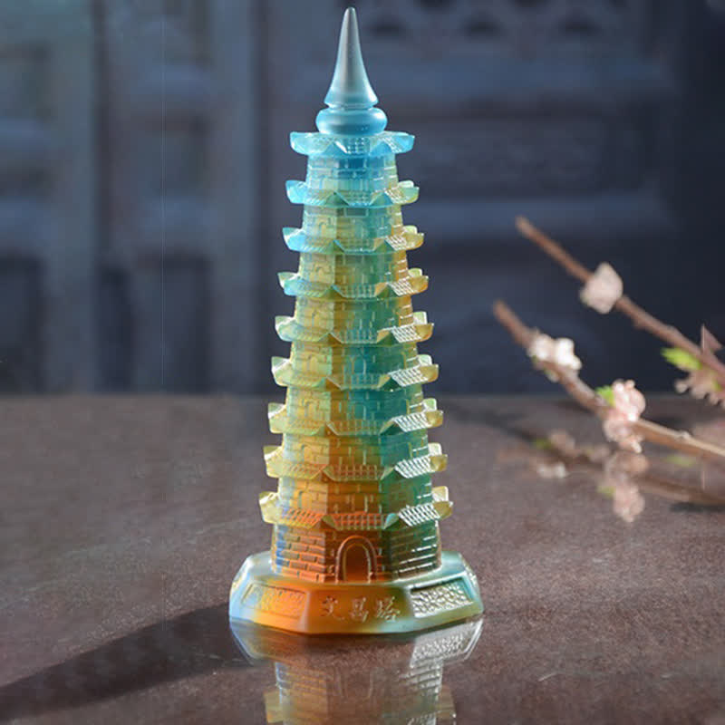 風水文昌塔手作りのLiuliクリスタルパゴダアートピース幸運ホームオフィスの装飾 - image 7