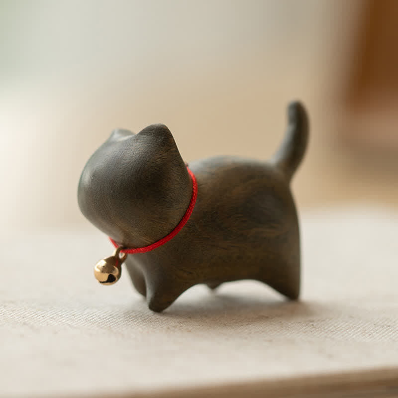 Buddha Stones緑白檀小葉紫檀かわいい猫の動物 心を落ち着かせる平和の装飾 - image 3