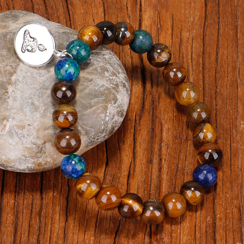 Buddha Stones108Malaビーズ タイガーアイ 仏陀の強さのブレスレット タッセルネックレス ペンダント