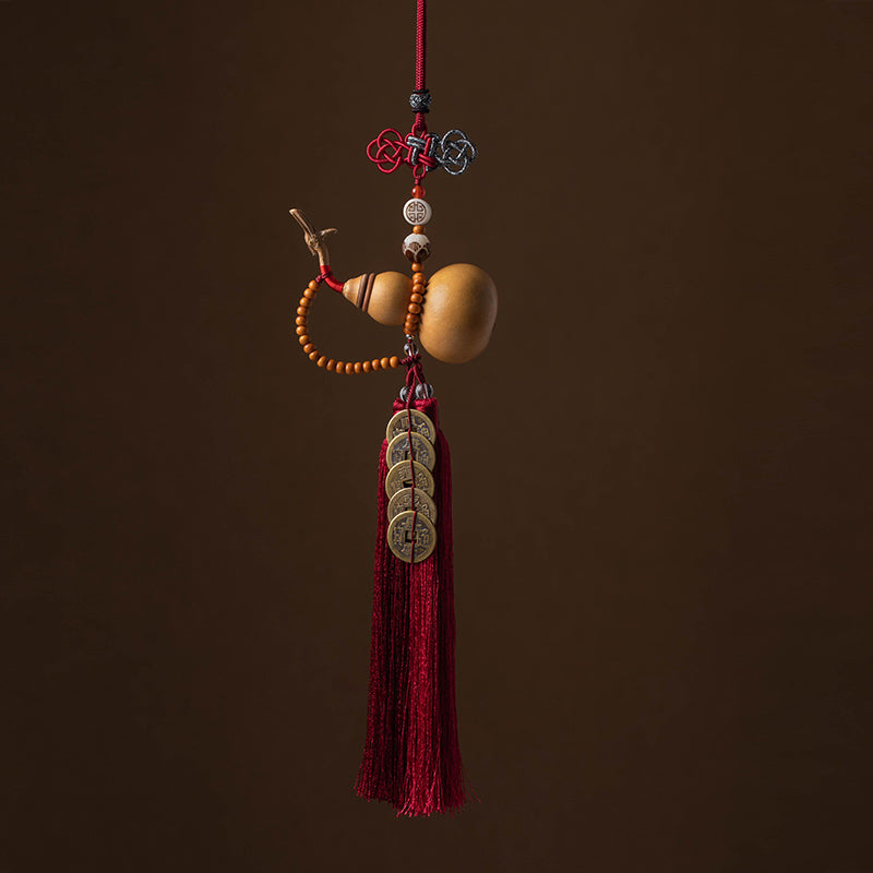 Buddha Stones風水 コイン ひょうたん 中国結び 幸運コイン 五帝 お金 富 タッセル 装飾 - インディアンレッド - image 20