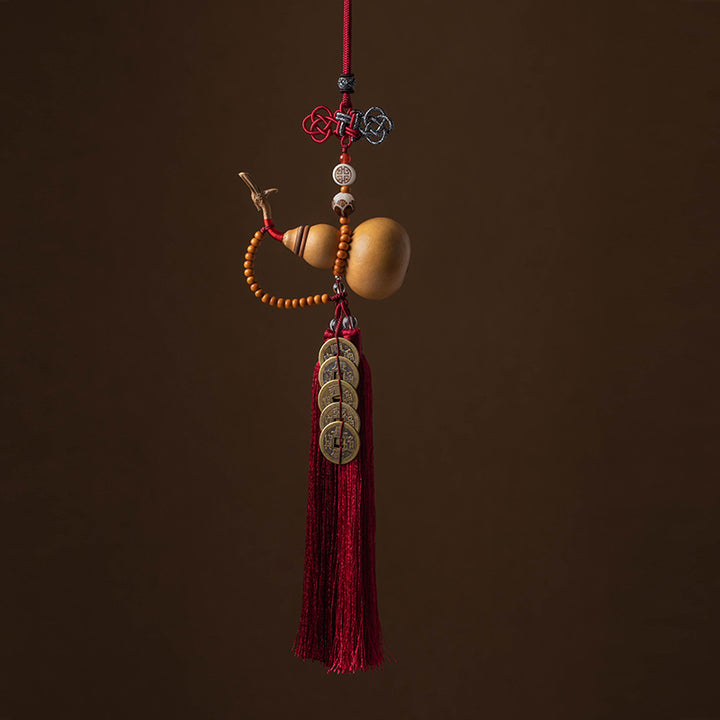Buddha Stones風水 コイン ひょうたん 中国結び 幸運コイン 五帝 お金 富 タッセル 装飾 - インディアンレッド - image 20