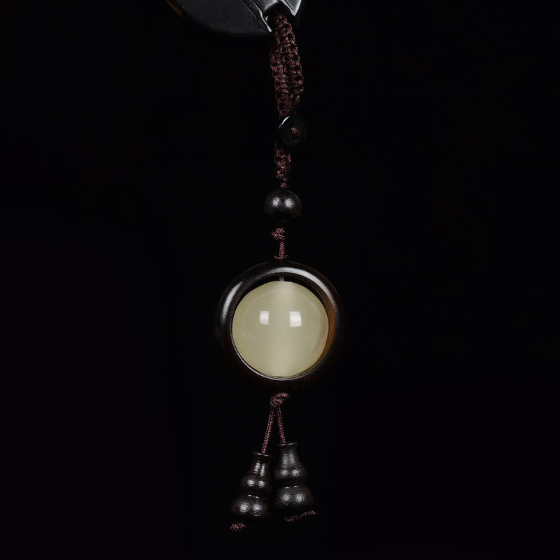 Buddha Stones、紫檀、黒檀、緑檀、光る幸運のビーズ、ひょうたん、平和のキーチェーン