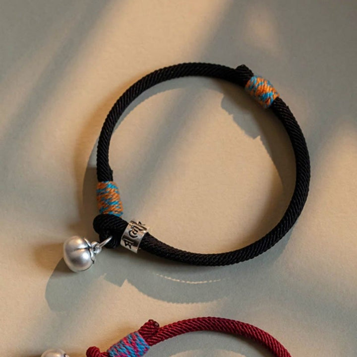 Buddha Stones925 スターリングシルバー チベット ハンドメイドオーム・マニ・パドメ・フム柿チャーム 幸運の守護 編み込みブレスレット - image 2