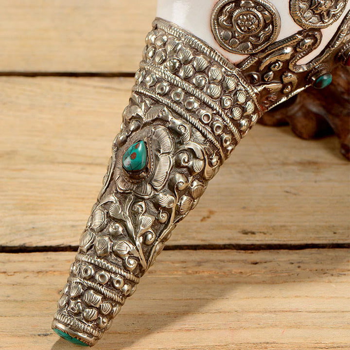 チベットの天然シャンカ貝殻、幸運の富をもたらす家の装飾 - image 16