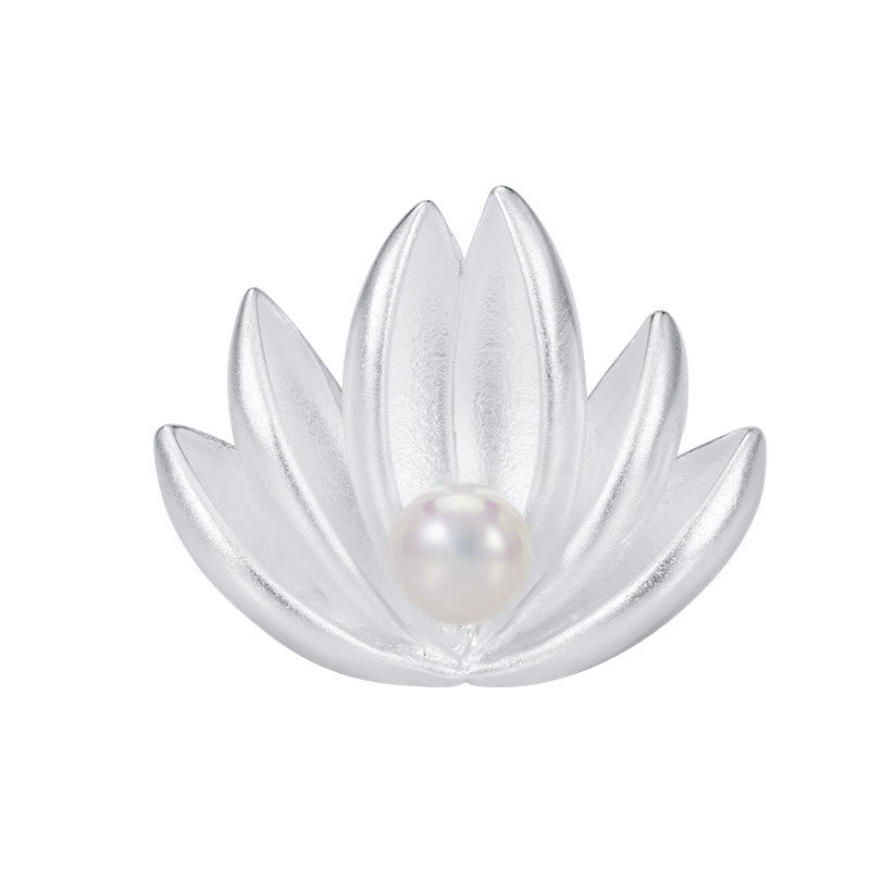 Buddha Stones925スターリングシルバー 蓮の花パール 新たな始まりのブローチ