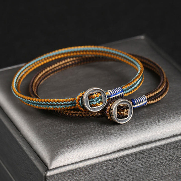 Buddha Stones 925スターリングシルバー 守護 編み込みロープブレスレット（ボタン留め） ハンドメイド - image 2