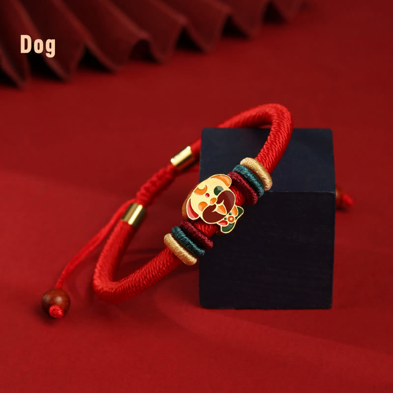 Buddha Stonesハンドメイド925スターリングシルバードラゴン年かわいい中国の十二支幸運編み込みレッドブレスレット - 犬（手首周り14～19cm） - image 19