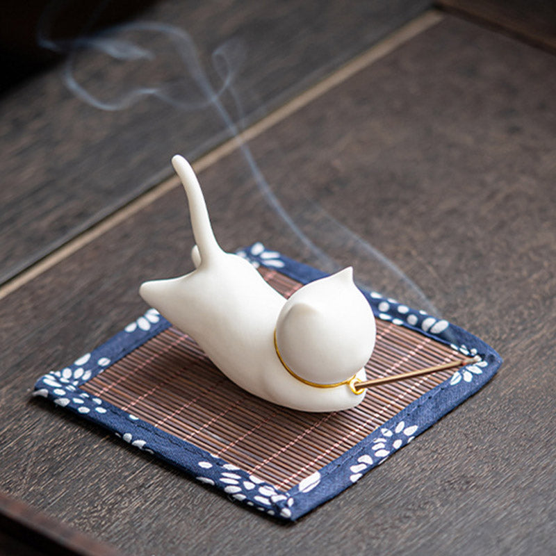愛らしい猫パンダの陶器製祝福香炉飾り - image 6