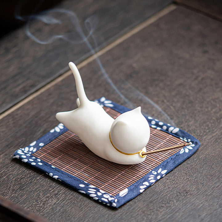愛らしい猫パンダの陶器製祝福香炉飾り - image 6