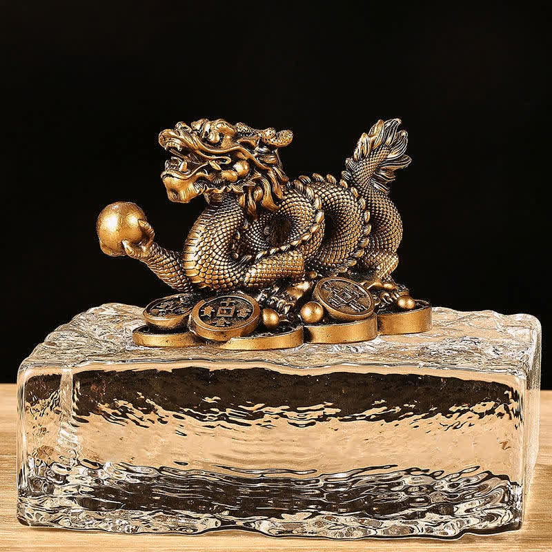 Buddha Stones風水 龍 銅貨 富と成功の幸運 装飾 - 茶色 - 11cm×6cm×7cm - image 9