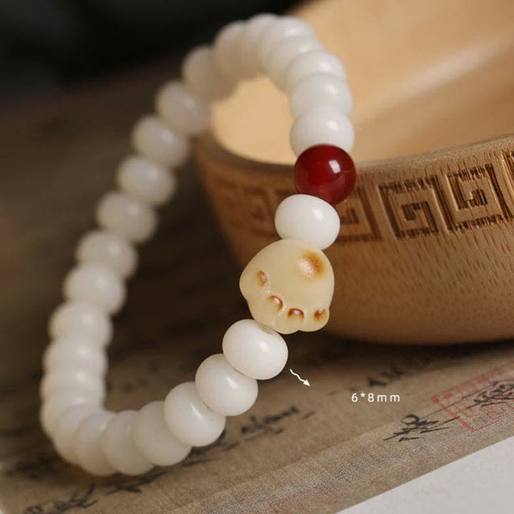 Buddha Stones天然菩提樹の愛らしい足跡 招き猫ブレスレット - image 2