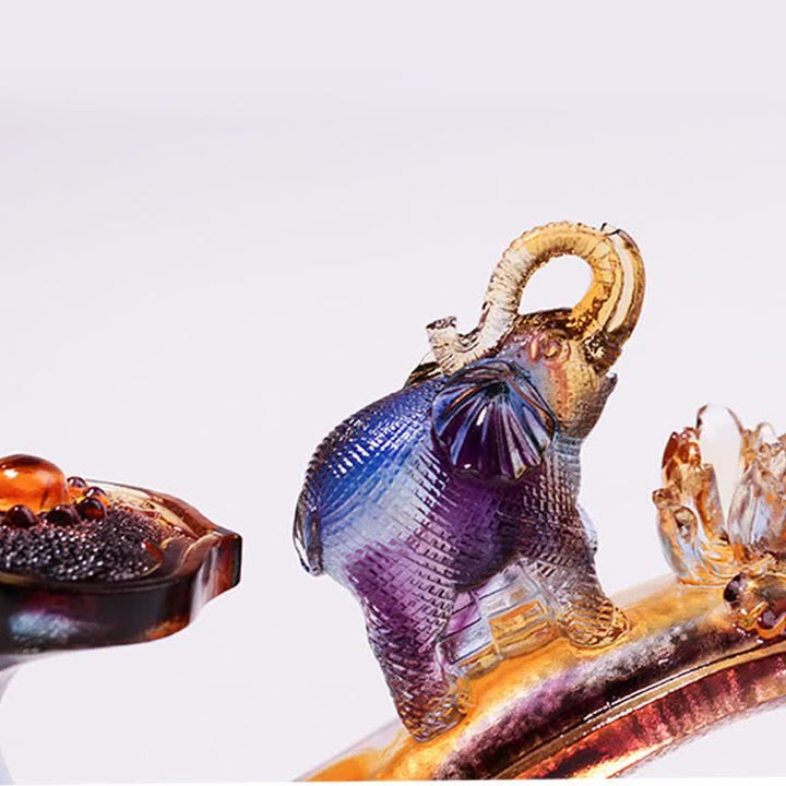 手作りのLiuliクリスタルRuyi象のアートピース、クリスタルベース付きホームデコレーション - image 4