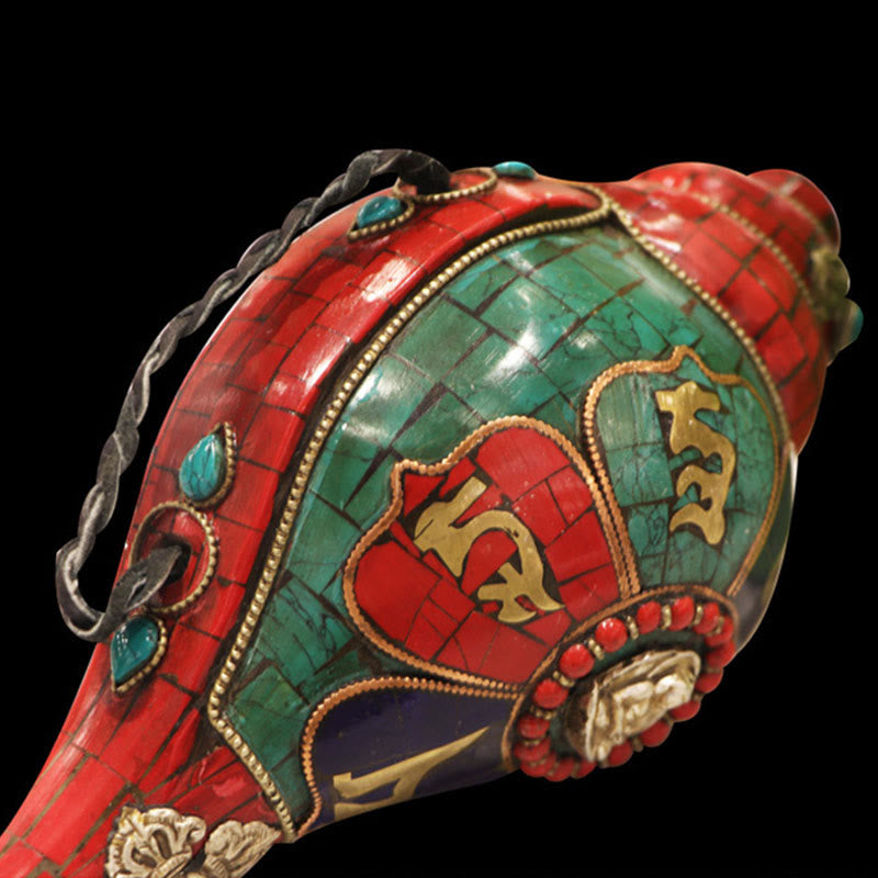 チベットの手作りシャンカオーム・マニ・パドメ・フム仏法螺貝幸運の装飾 - image 7