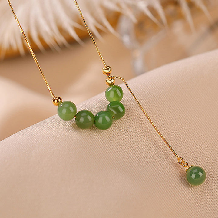 Buddha Stones925スターリングシルバー シアン翡翠ビーズ ヒーリングネックレスペンダント