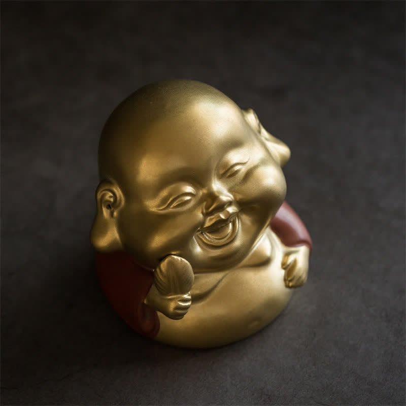 小さな仏陀の笑い仏陶器の癒しの香炉