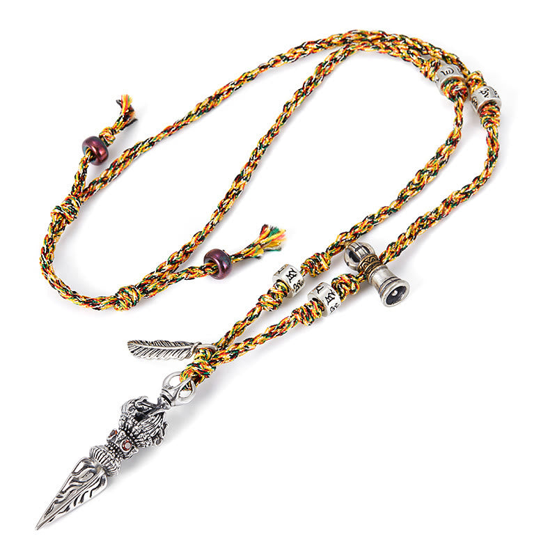 Buddha Stonesチベット ハンドメイド 925 スターリングシルバー ドルジェ ヴァジュラオーム・マニ・パドメ・フムフェザー ストレングス ネックレス ペンダント - image 6