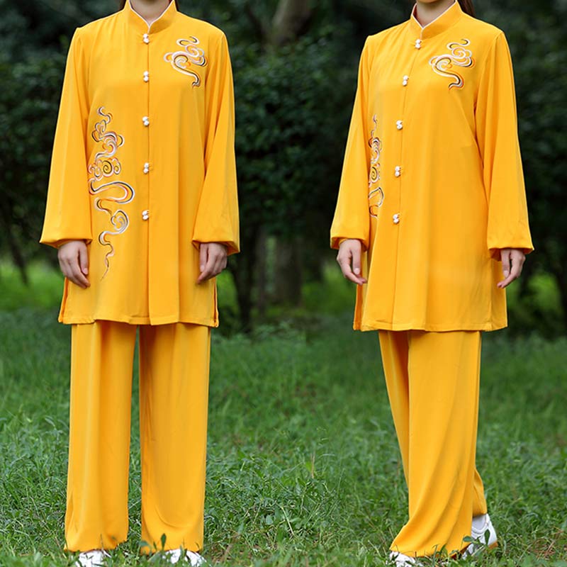 Buddha Stones縁起の良い雲 刺繍 瞑想 祈り スピリチュアル 禅 太極拳 気功 練習 ユニセックス 服セット