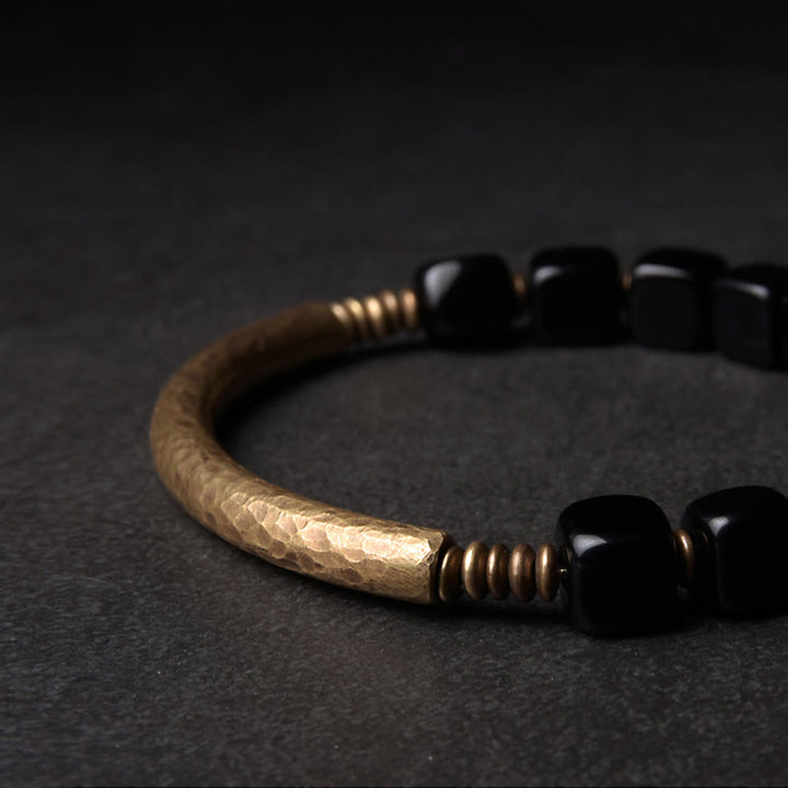 Buddha Stonesブラックオブシディアン クリスタル銅 強さ カップルブレスレット - image 6
