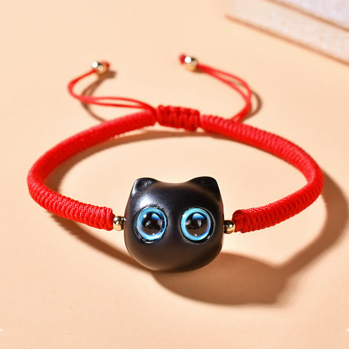 Buddha Stones、黒檀、猫の頭の模様、平和、キングコングの結び目、編み込みブレスレット - image 10