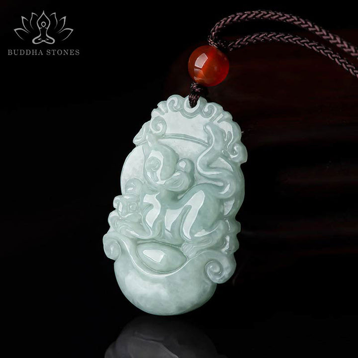 Buddha Stones天然翡翠12星座成功ペンダントネックレス - image 1