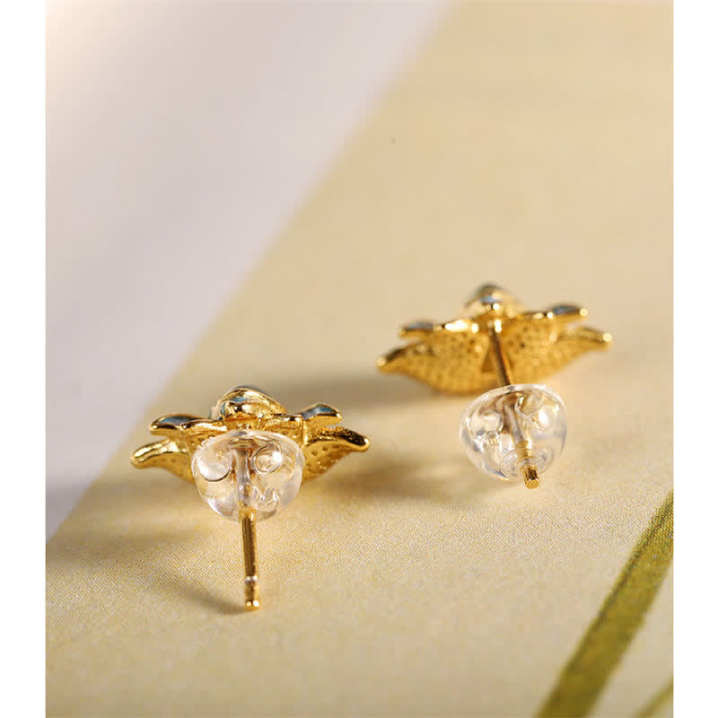 925スターリングシルバー 和田翡翠 蓮の花 成功のイヤリング