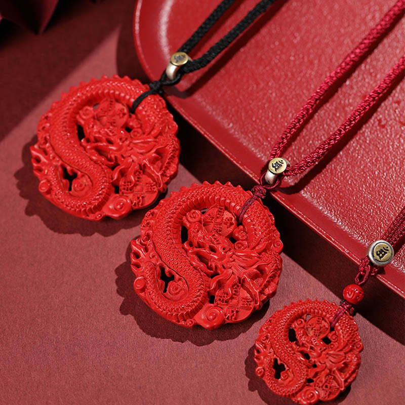 龍の年Buddha Stones925スターリングシルバー 天然辰砂 銅貨 幸運のネックレスペンダント