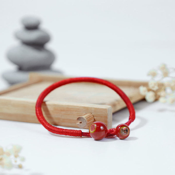 Buddha Stones風水幸運の赤紐セラミックブレスレット - image 2