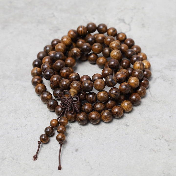 Buddha Stones108 個入りMalaビーズ ブレスレット 祈り 瞑想 白檀 弾性