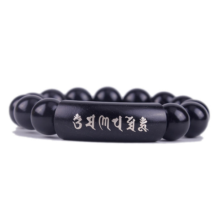 Buddha Stones999 スターリングシルバー黒檀オーム・マニ・パドメ・フム象嵌 バランスブレスレット
