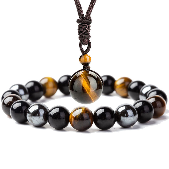 Buddha Stonesチベットタイガーアイブレスレットネックレスセット