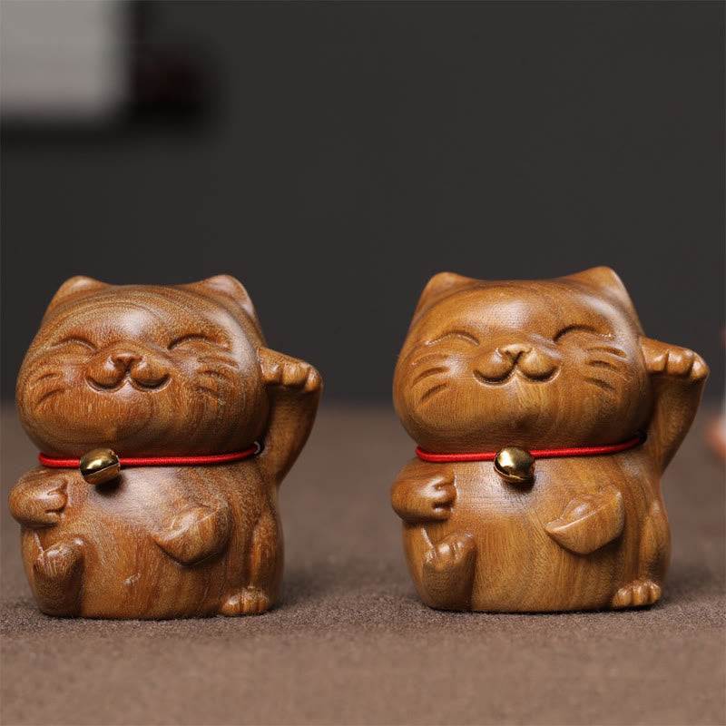 Buddha Stones緑 白檀 小型 かわいい 招き猫 平和 飾り - image 13