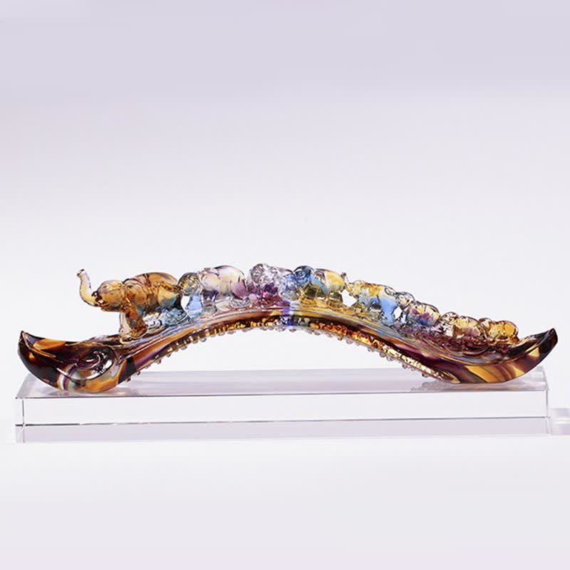 手作りのLiuliクリスタルRuyi象のアートピース、クリスタルベース付きホームデコレーション - image 8