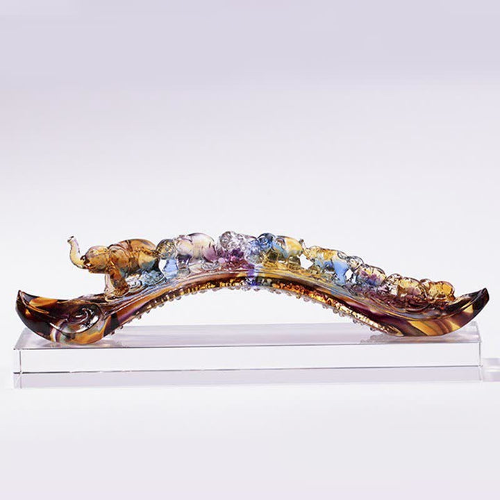 手作りのLiuliクリスタルRuyi象のアートピース、クリスタルベース付きホームデコレーション - image 8