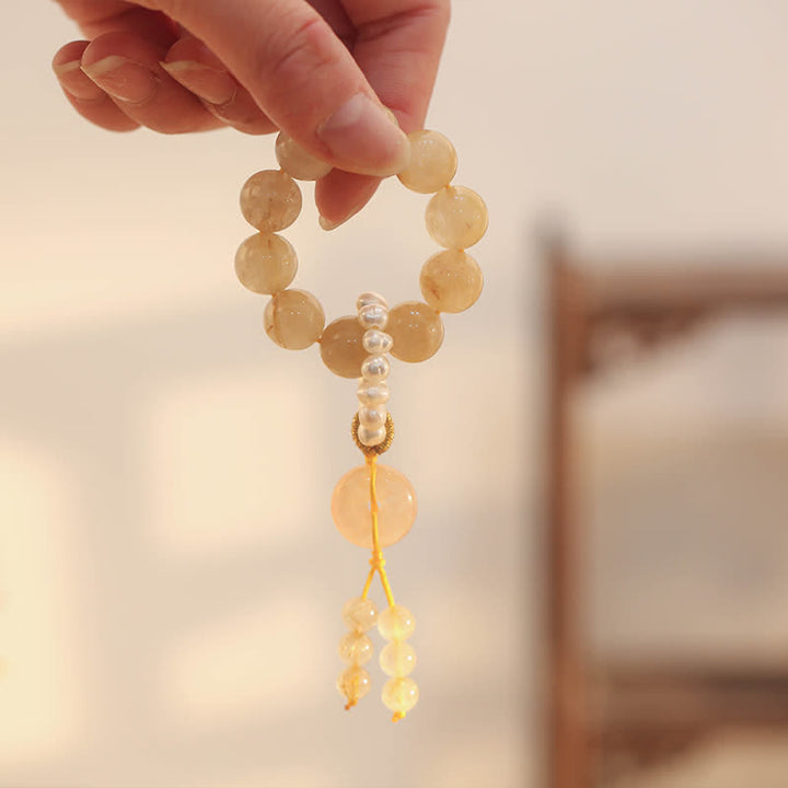 Buddha Stonesシトリン 平和バックル 繁栄と幸福 手首用Mala