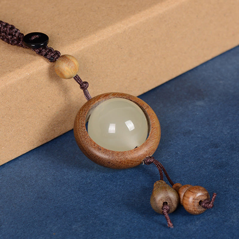 Buddha Stones、紫檀、黒檀、緑檀、光る幸運のビーズ、ひょうたん、平和のキーチェーン