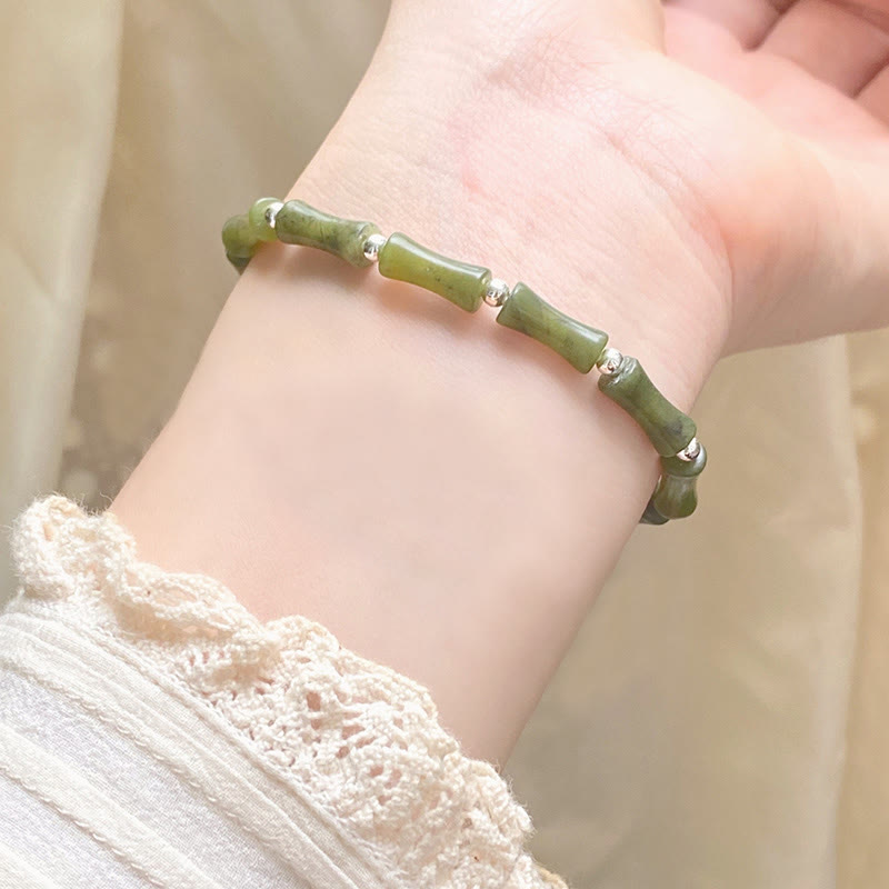 Buddha Stones925 スターリングシルバー 竹翡翠 幸運の猫福キャラクター 幸運の豊かさのブレスレット - image 7
