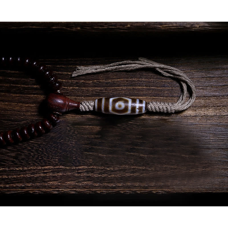 Buddha Stones天然チベット 108 個Malaビーズ 紫菩提樹 三目 ジビーズ 銅製 ドルジェ ハーモニーブレスレット