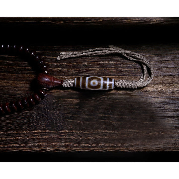 Buddha Stones天然チベット 108 個Malaビーズ 紫菩提樹 三目 ジビーズ 銅製 ドルジェ ハーモニーブレスレット