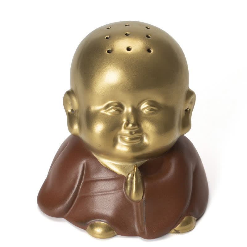 小さな仏陀の笑い仏陶器の癒しの香炉