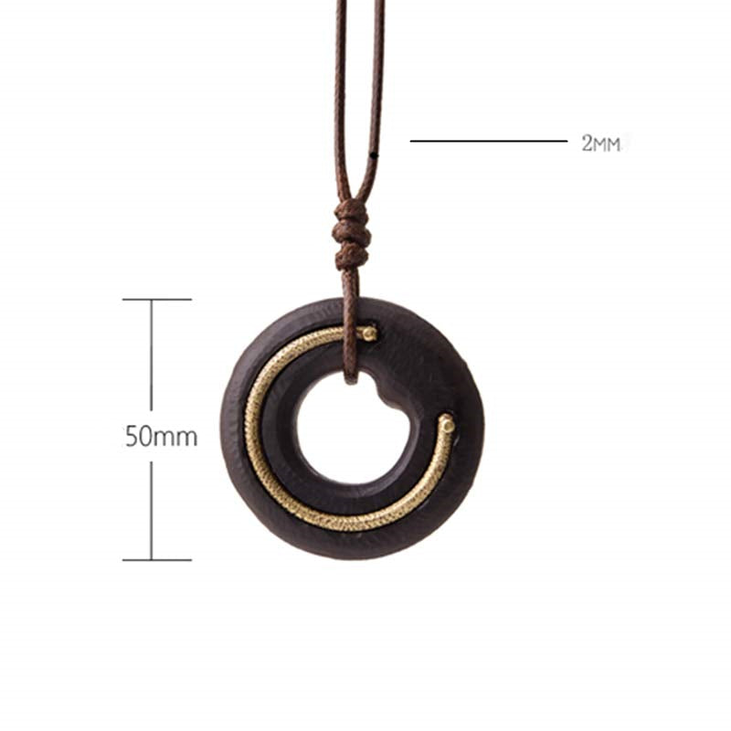 Buddha Stones禅サークル黒檀穏やか ネックレス ペンダント - image 17