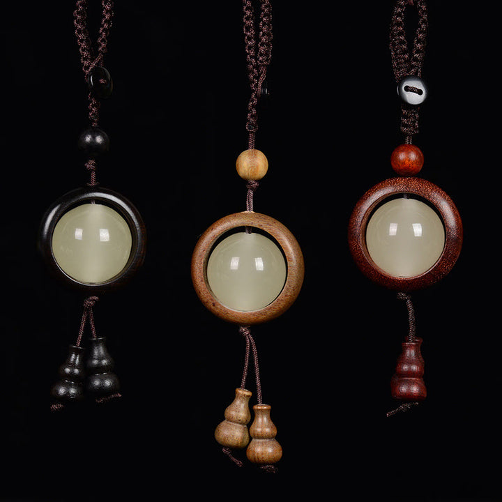 Buddha Stones、紫檀、黒檀、緑檀、光る幸運のビーズ、ひょうたん、平和のキーチェーン