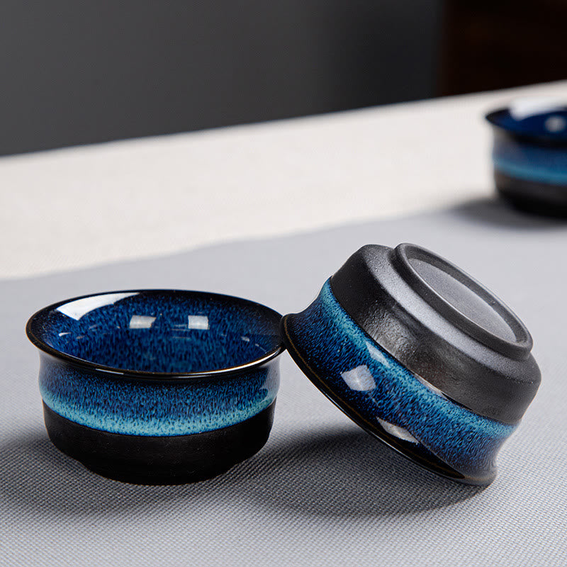 Buddha Stonesブルーグラデーションカラー 中国功夫茶 陶器ティーポット ポータブルギフトバッグボックスセット - image 3
