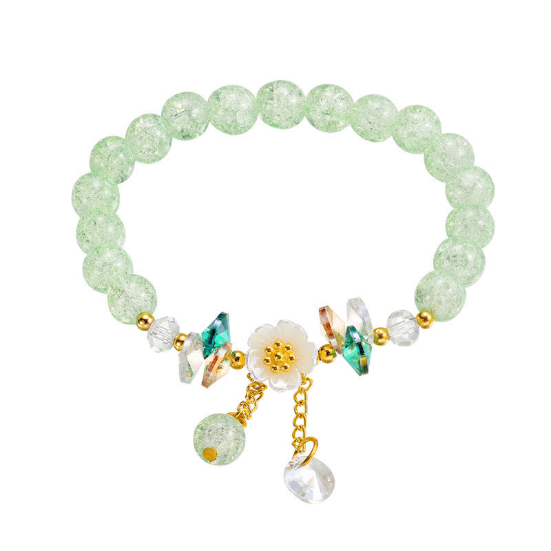 Buddha Stonesのシンプルなデザインの花のチャームガラスビーズブレスレット