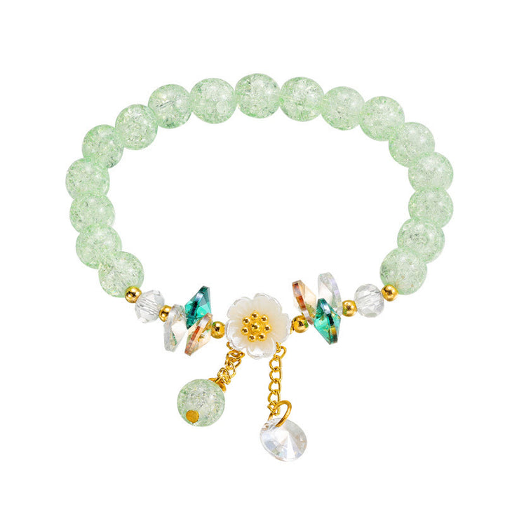 Buddha Stonesのシンプルなデザインの花のチャームガラスビーズブレスレット